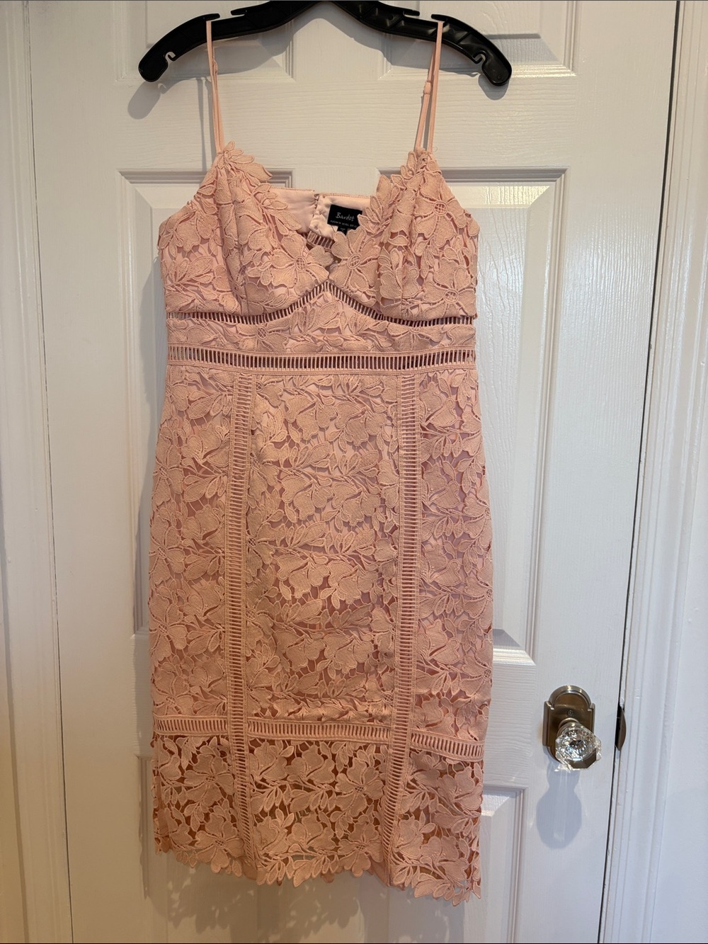 Bardot Blush Pink Lace Midi Dress